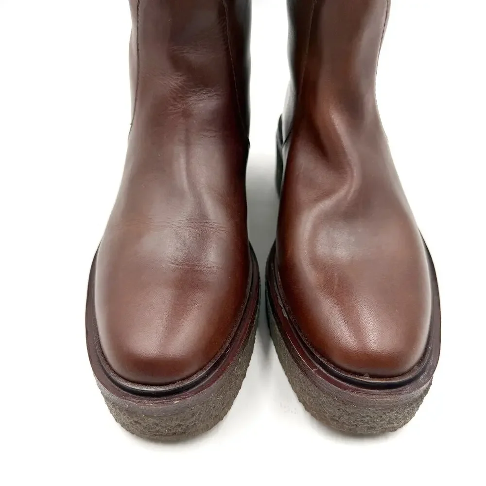 Loeffler Randall Collins Boots Knee High Espresso Brown Leather Sz 9